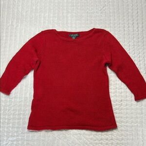 Lauren Ralph Lauren Red 3/4 Sleeve Sweater - Size M
